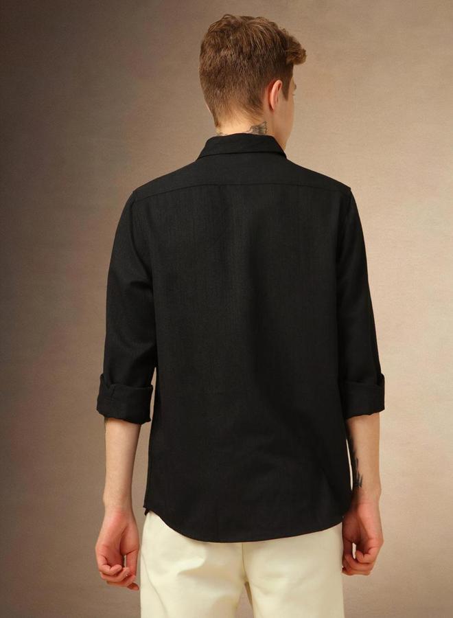 Dennis Lingo Button-Down Collar Plain Casual Shirt by Styli  - Image 3
