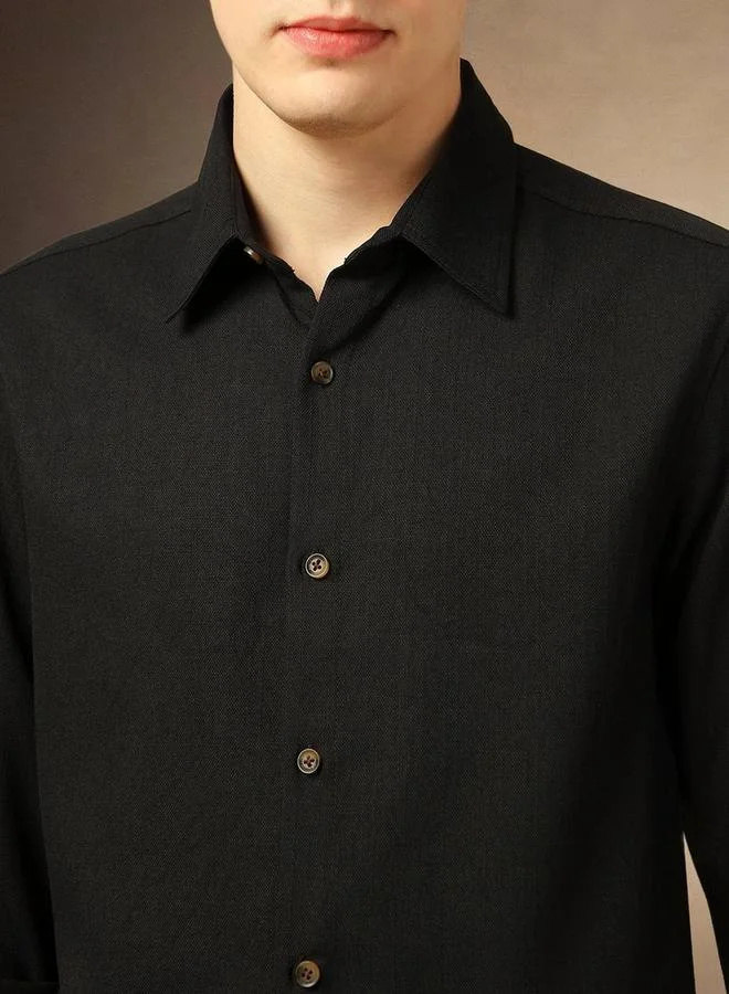 Dennis Lingo Dennis Lingo Button-Down Collar Plain Casual Shirt