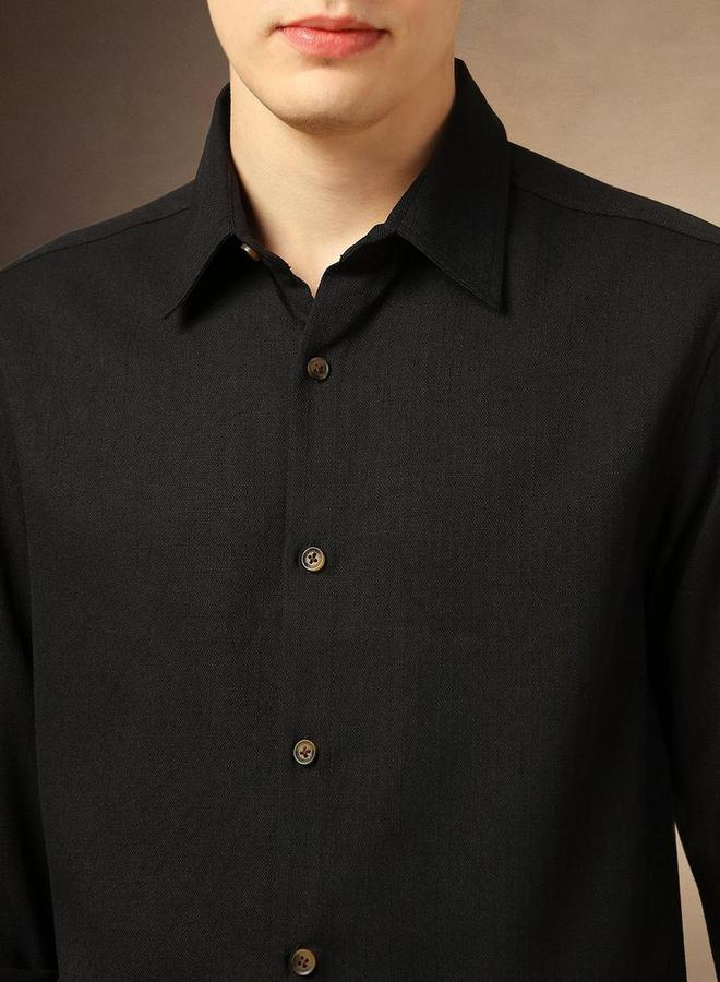 Dennis Lingo Button-Down Collar Plain Casual Shirt by Styli  - Image 5