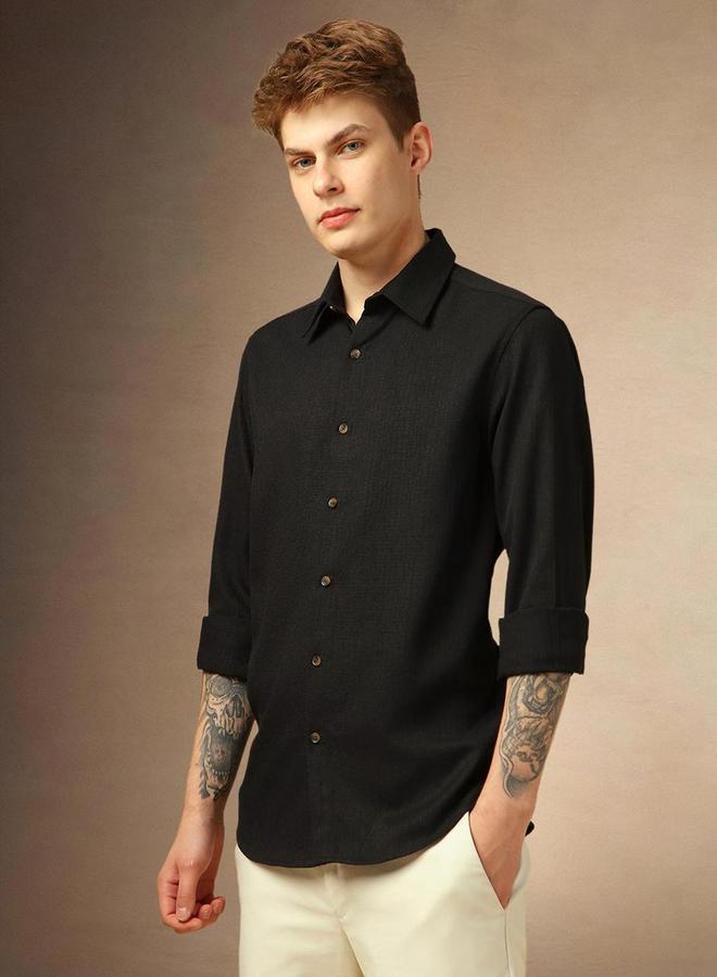 Dennis Lingo Button-Down Collar Plain Casual Shirt by Styli  - Image 4