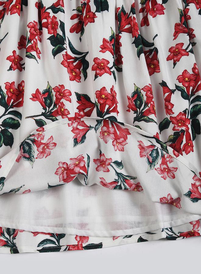 بيلا مودا فستان بيلا مودا بطبعة زهور مربعة بخصر محدد وتنورة واسعة - Image 5