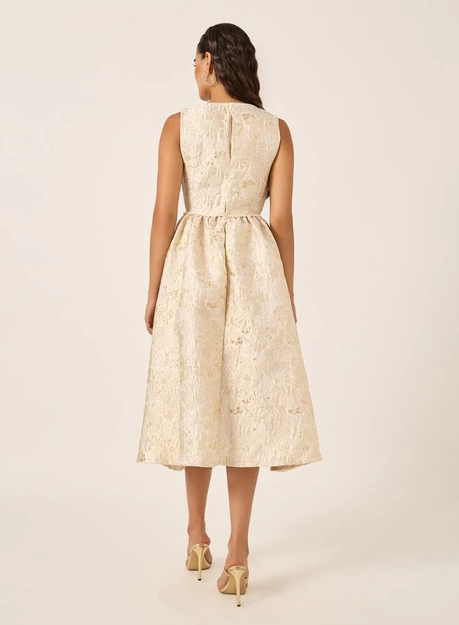 Styli Floral Jacquard Midi Dress