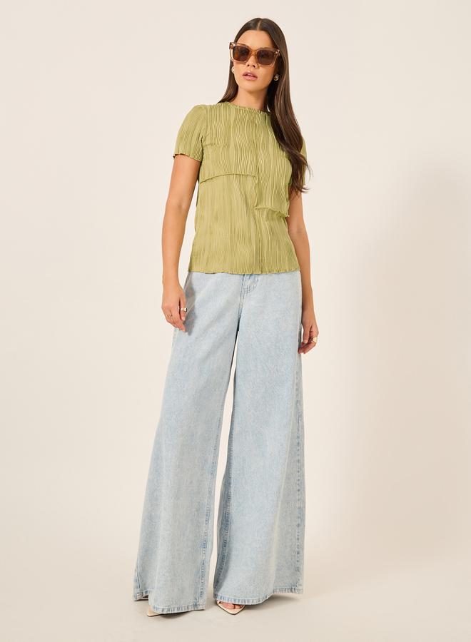 Styli Textured Striped Round Neck T-Shirt - Image 2