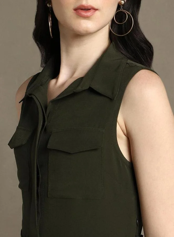 Dennis Lingo Olive Sleeveless Dress