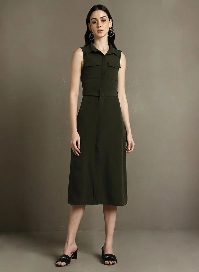 Dennis Lingo Olive Sleeveless Dress
