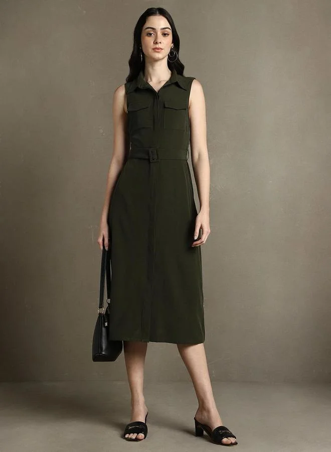 Dennis Lingo Olive Sleeveless Dress