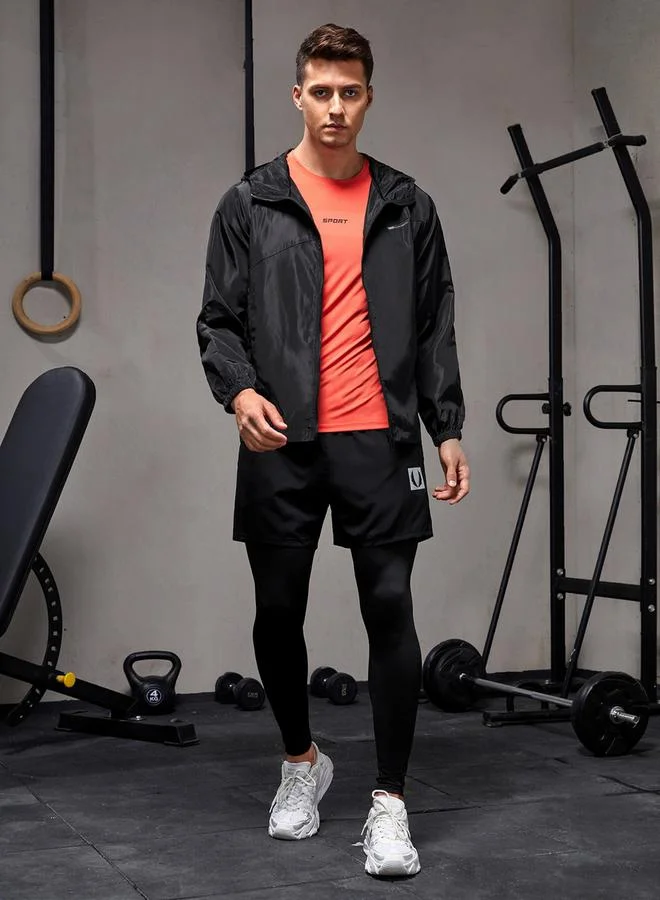 Take Two Black Long Sleeve Hooded Jacket by Styli
