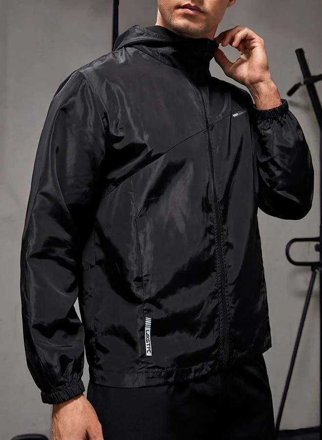 Take Two Black Long Sleeve Hooded Jacket by Styli