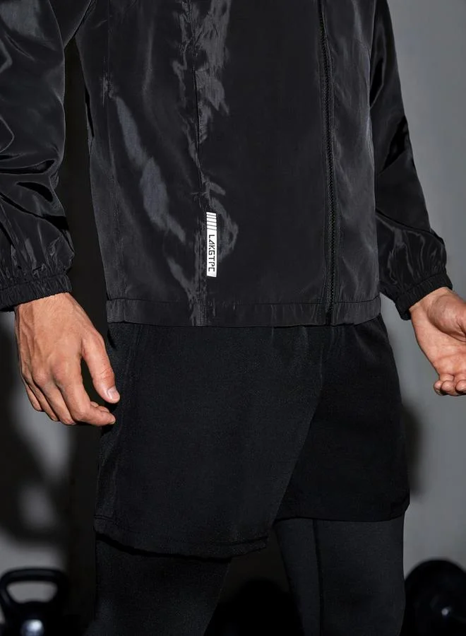 Take Two Black Long Sleeve Hooded Jacket by Styli
