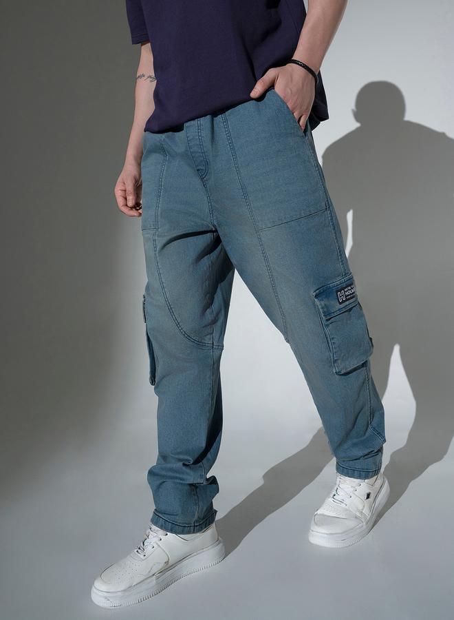 Hubberholme Mid Rise Regular Fit Faded Jeans with Cargo Pockets - Image 4