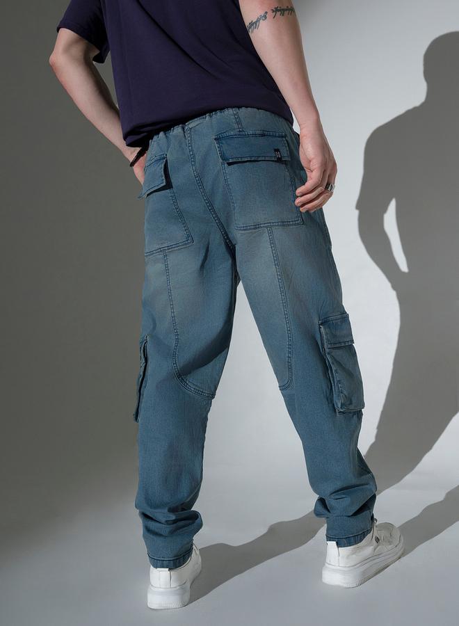 Hubberholme Mid Rise Regular Fit Faded Jeans with Cargo Pockets - Image 3