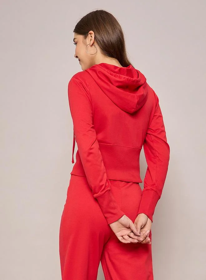 SASSAFRAS Terry Front Zipper Crop Hooded Jacket by Styli