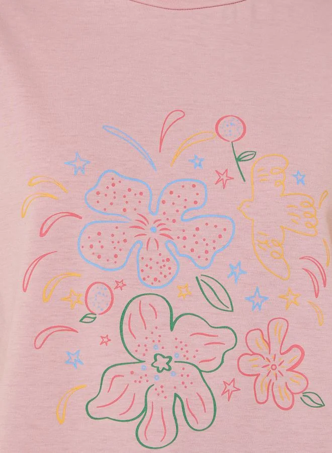Take Two Floral Graphic Print Short Sleeve  T-Shirt