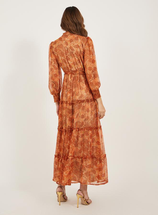 Styli Paisley Printed Tiered Shirt Maxi Dress  - Image 5