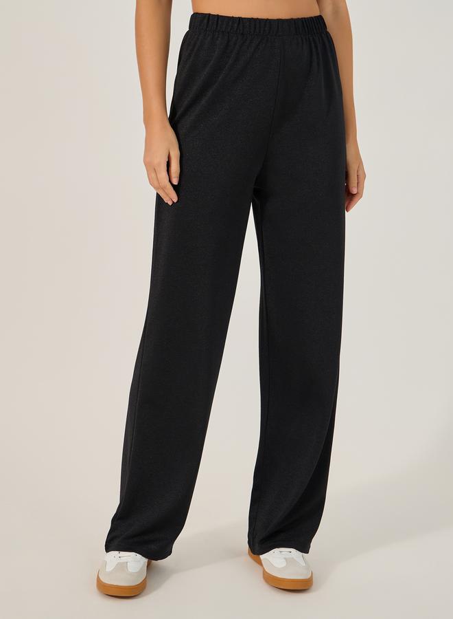 Styli Solid Knitted Asymmetrical Top and Straight Leg Pants Set - Image 5