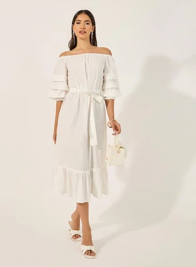 Styli Ruffled Off-Shoulder Dress