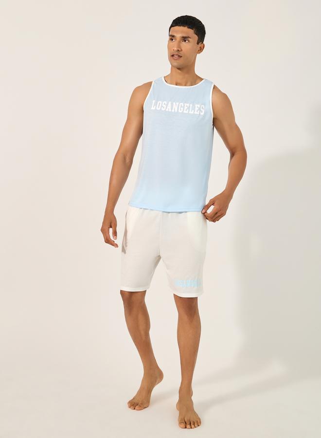 Styli Slogan Print Tank and Shorts Pyjama Set - Image 1