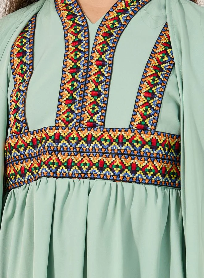 Styli Embroidered Cape Sleeve V-Neck Kaftan