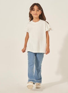 Styli Solid Dropped Shoulder T-Shirt with Ruffled Detail  - Image 2