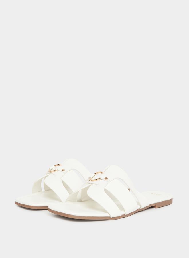 Styli Buckle Embellished Open Toe Flat Sandals - Image 3