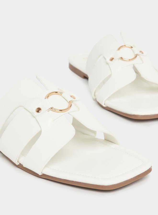 Styli Buckle Embellished Open Toe Flat Sandals - Image 4