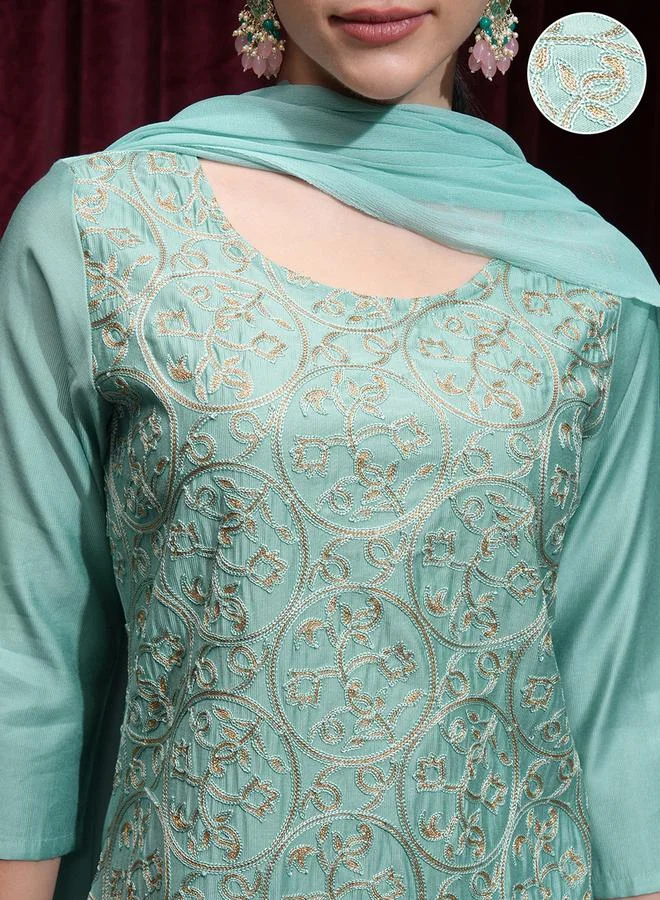 Vishudh Vishudh Women Blue Embroidered Kurta Set