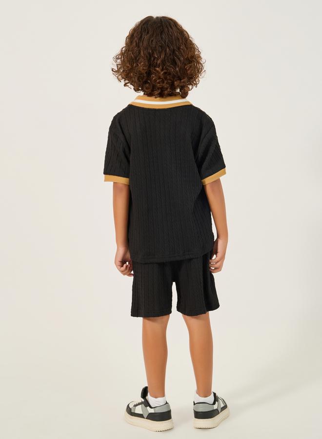 Styli Contrast Collar Polo T-Shirt and Shorts Set  - Image 5