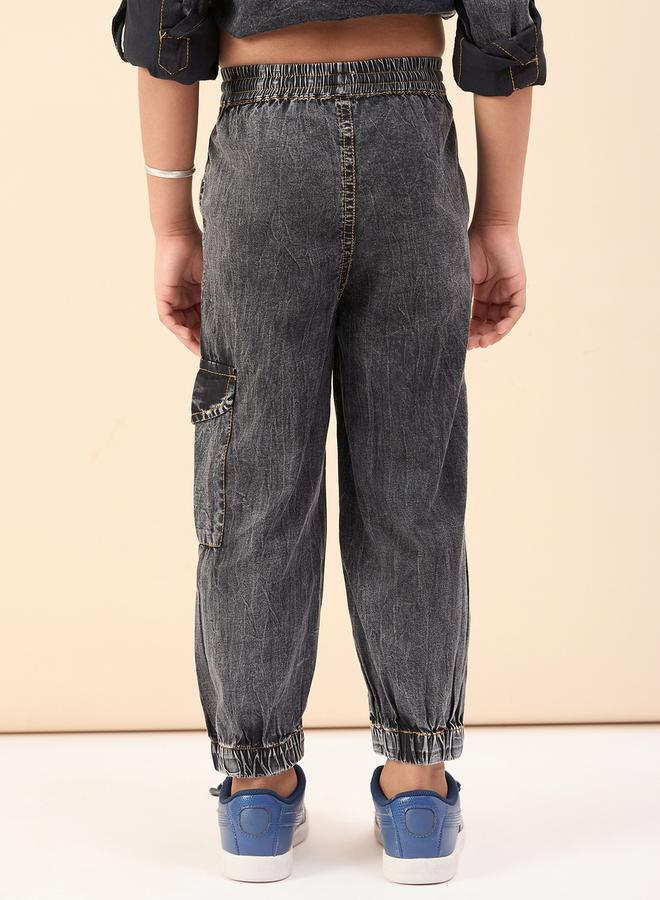 Stylo Bug - Washed Finish Drawstring Cargo Joggers by Styli - Image 1