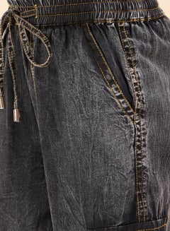 Stylo Bug Washed Finish Drawstring Cargo Joggers by Styli  - Image 5