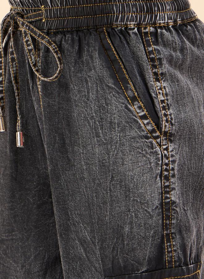 Stylo Bug - Washed Finish Drawstring Cargo Joggers by Styli - Image 1