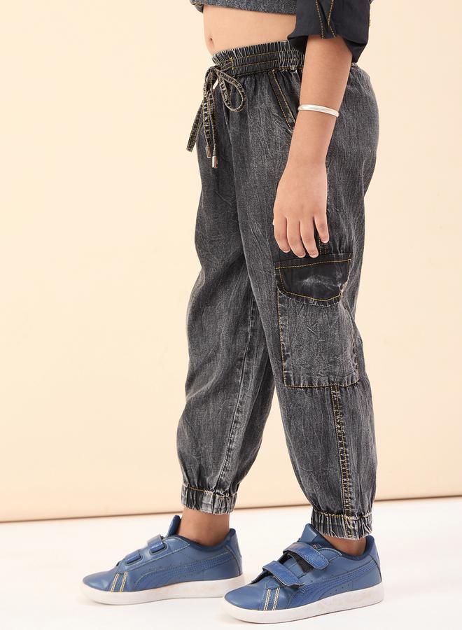 Stylo Bug - Washed Finish Drawstring Cargo Joggers by Styli - Image 1