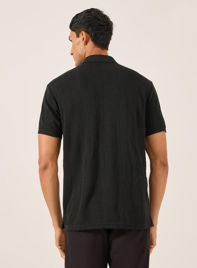 Styli Ribbed Textured Relaxed Fit Polo  - Image 4