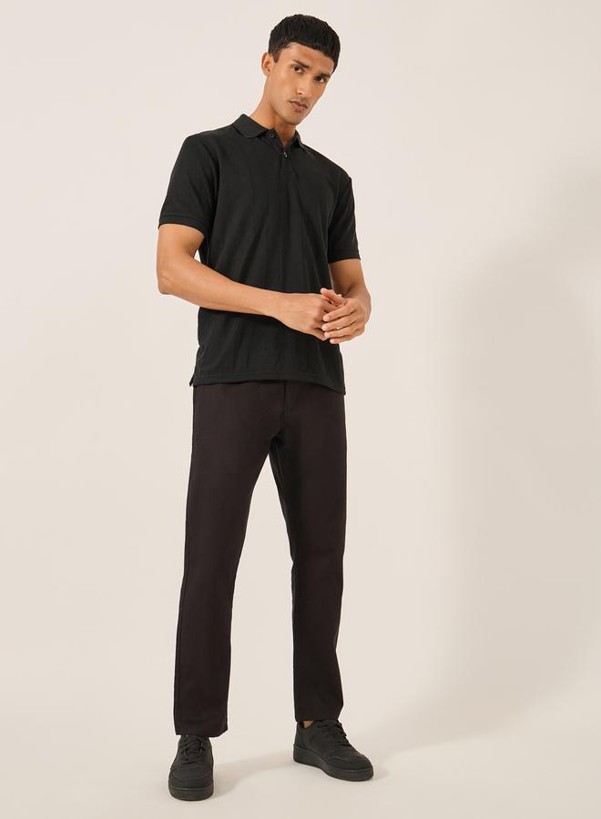 Styli Ribbed Textured Relaxed Fit Polo  - Image 2