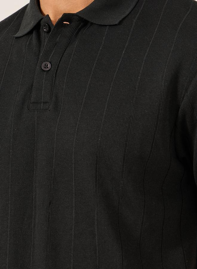 Styli Ribbed Textured Relaxed Fit Polo  - Image 3