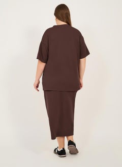 Styli Plus Size Ribbed Knit Round Neck Oversized T-Shirt  - Image 5