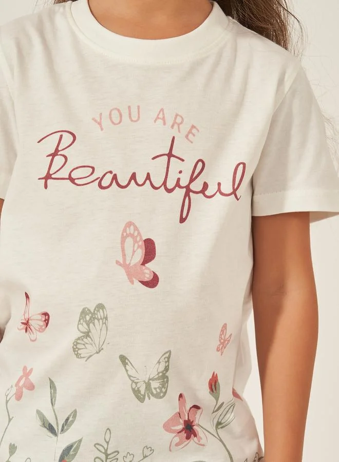 Styli Graphic Print Short Sleeve T-Shirt
