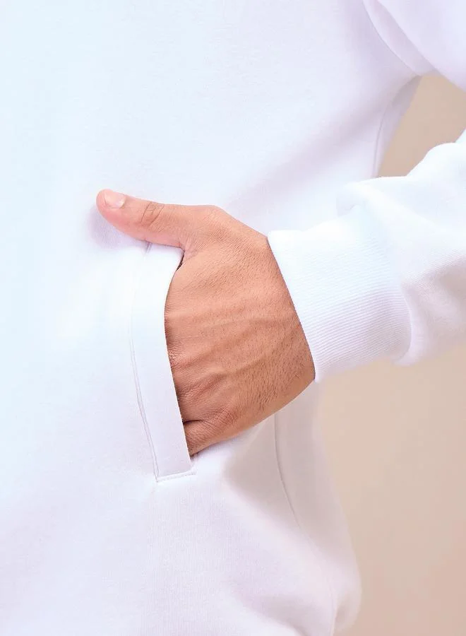 ماسكلن ساسافراس سويت شيرت أوفيرسايز بسحاب أمامي أبيض من ستايلي