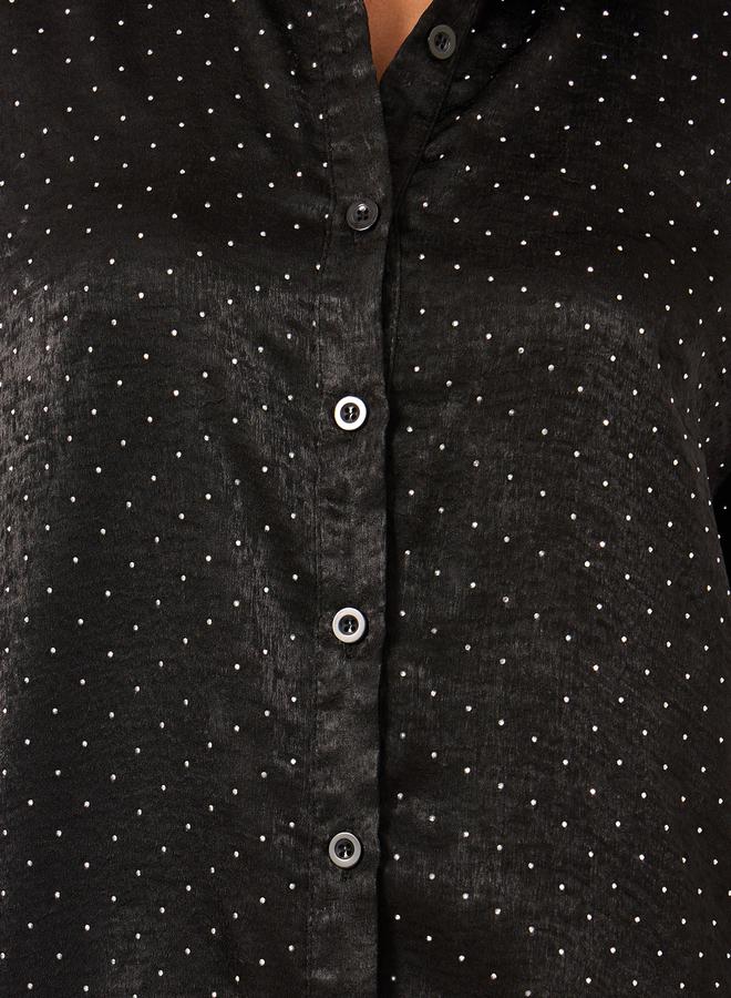 Styli Embellished Collared Long Sleeves Oversized Shirt  - Image 4