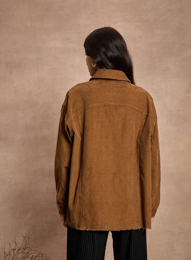 SASSAFRAS - Textured Corduroy Oversized Shacket with Pockets by Styli - Image 1
