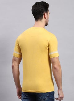 Monte Carlo Regular Fit Mustard Printed Round Neck TShirt by Styli  - Image 4