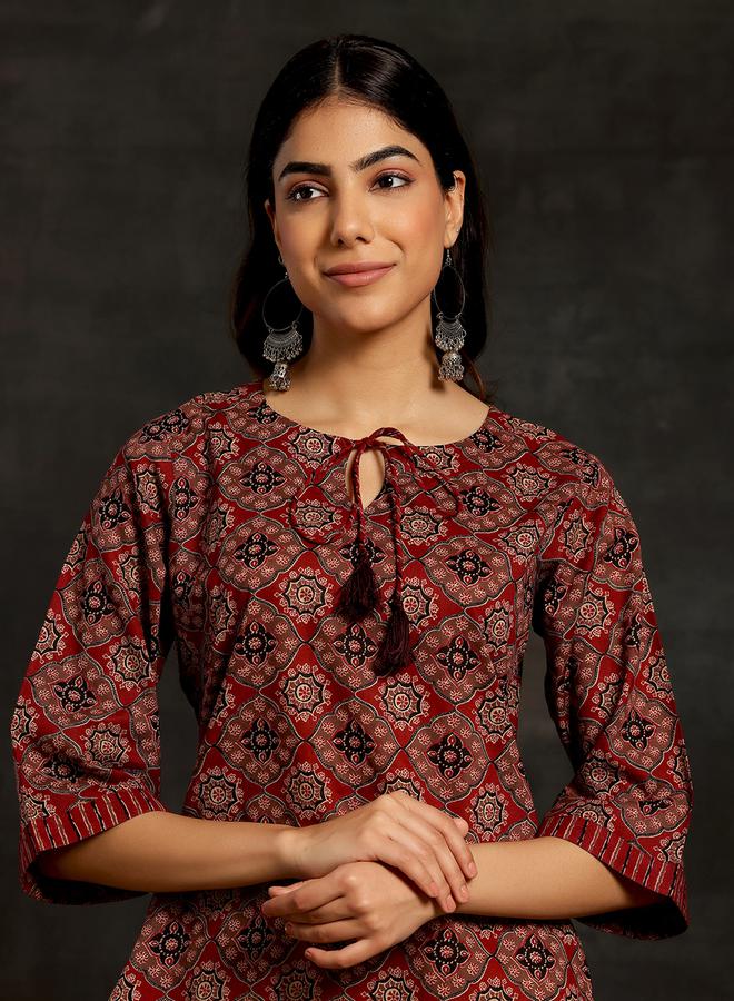 لباس كيرتي بتصميم مطبوع بالكامل وربطة عنق من ستايلي - Image 4