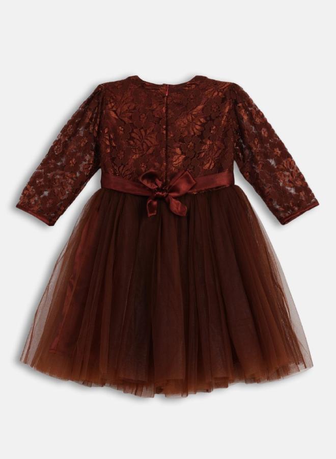 BELLA MODA Lace Detail Mesh Insert Dress by Styli  - Image 2