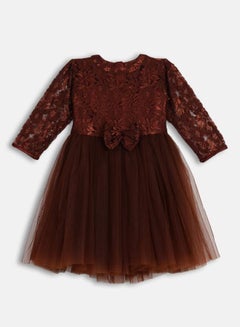 BELLA MODA Lace Detail Mesh Insert Dress by Styli  - Image 1