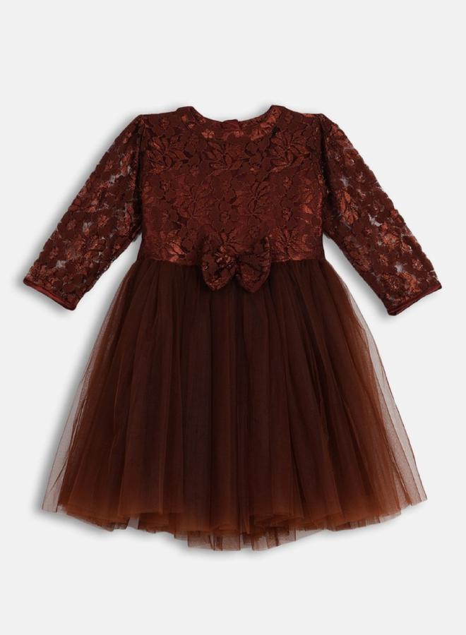 BELLA MODA Lace Detail Mesh Insert Dress by Styli  - Image 1