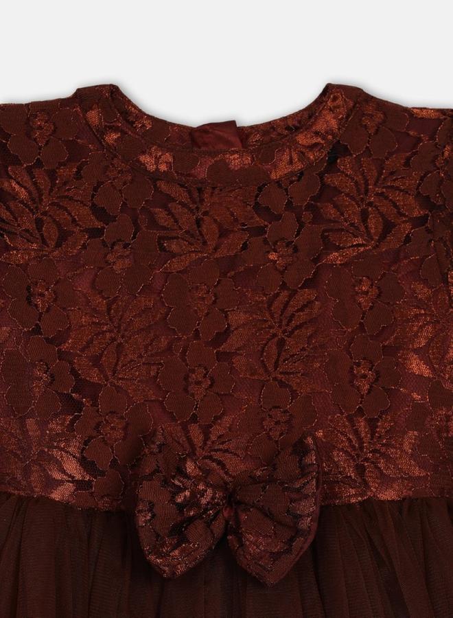 BELLA MODA Lace Detail Mesh Insert Dress by Styli  - Image 3