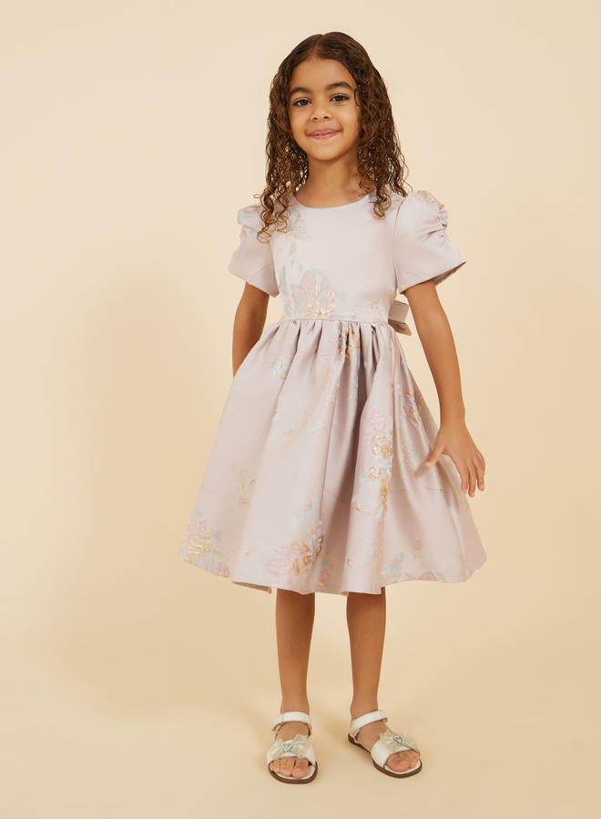 Styli Puff Sleeve Round Neck Pleated Dress  - Image 1