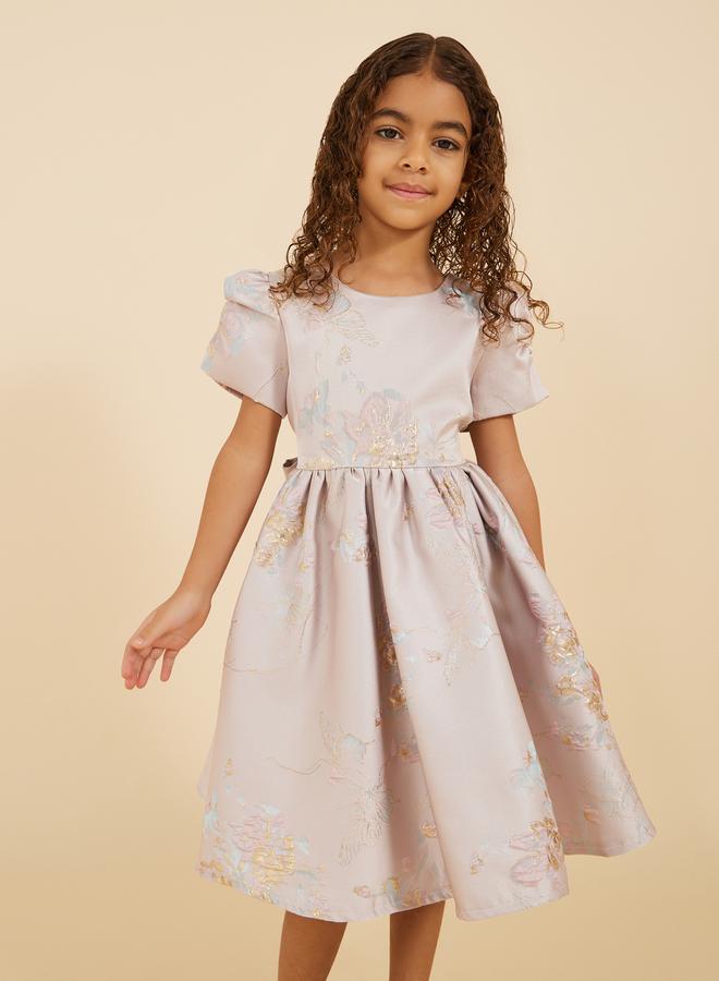 Styli Puff Sleeve Round Neck Pleated Dress  - Image 2