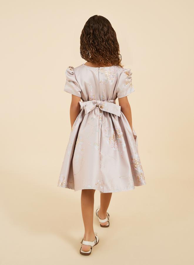Styli Puff Sleeve Round Neck Pleated Dress  - Image 4