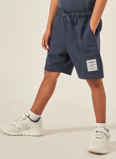 Styli Solid Drawstring Shorts with Badge Detail  - Image 1