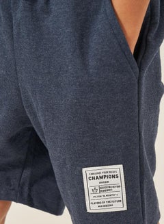Styli Solid Drawstring Shorts with Badge Detail  - Image 3